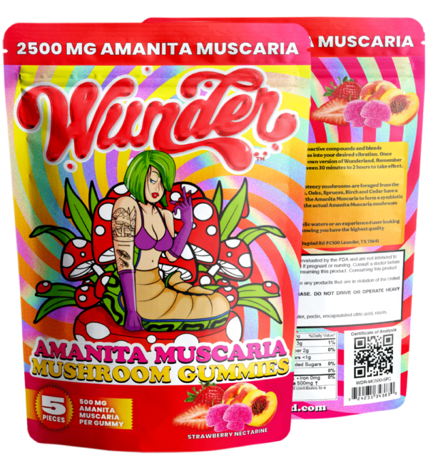 WUNDER AMANITA MUSCARIA GUMMIES STRAWBERRY NECTARINE 2500MG